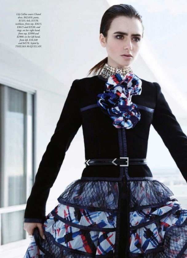 Актриса Лили Коллинз украсила обложку Harper's Bazaar