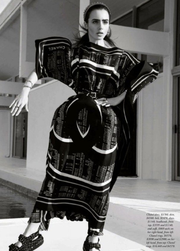 Актриса Лили Коллинз украсила обложку Harper's Bazaar