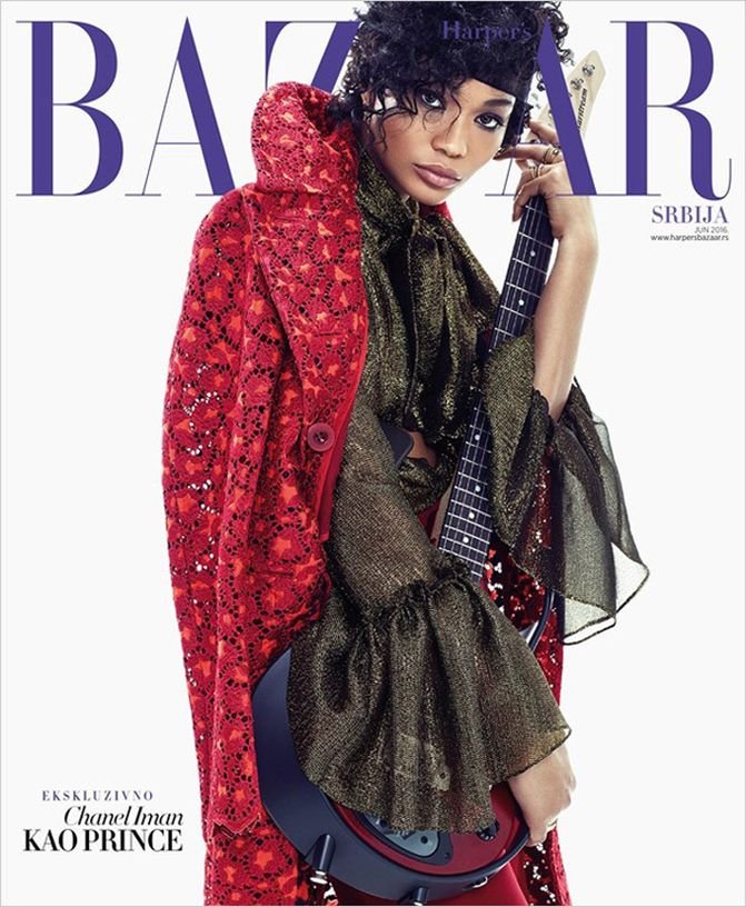 Шанель Иман имитирует стиль Prince на обложках Harper’s Bazaar Serbia