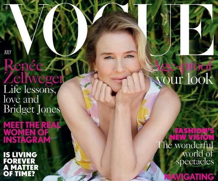 Рене Зеллвегер без макияжа на обложке Vogue Великобритания