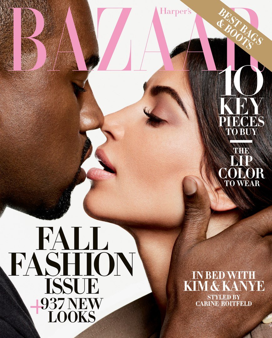 Чувственные Ким Кардашьян и Канье Уэст на обложке US Harper's Bazaar