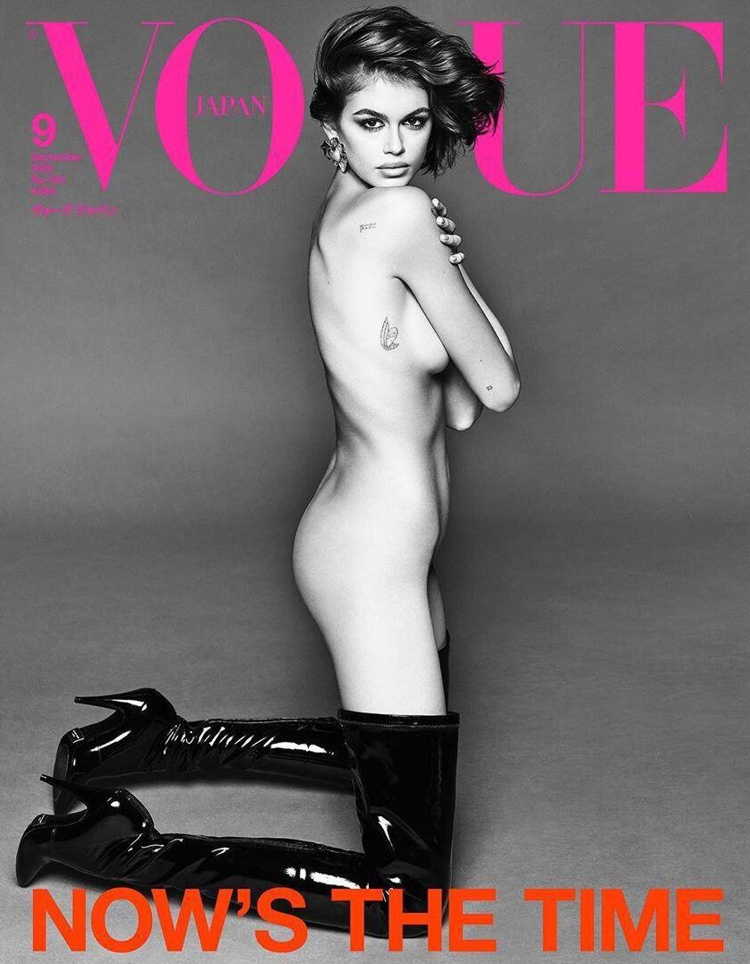 18-летняя Кайя Гербер обнажилась сразу для двух обложек Vogue