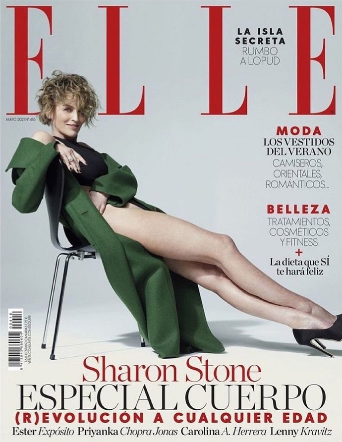 63-летняя Шэрон Стоун выглядит шикарно на обложке испанского ELLE