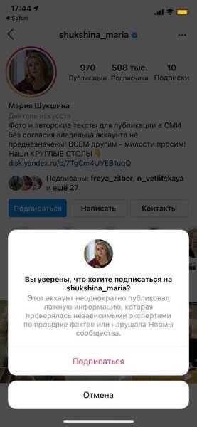 Почему Инстаграм ограничил доступ к странице Марии Шукшиной
